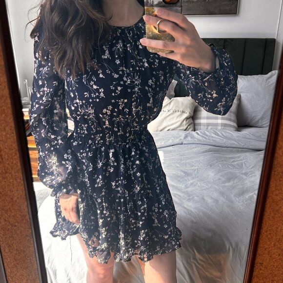 Lulus Navy Blue Floral Print Dress - Picture 3 of 6